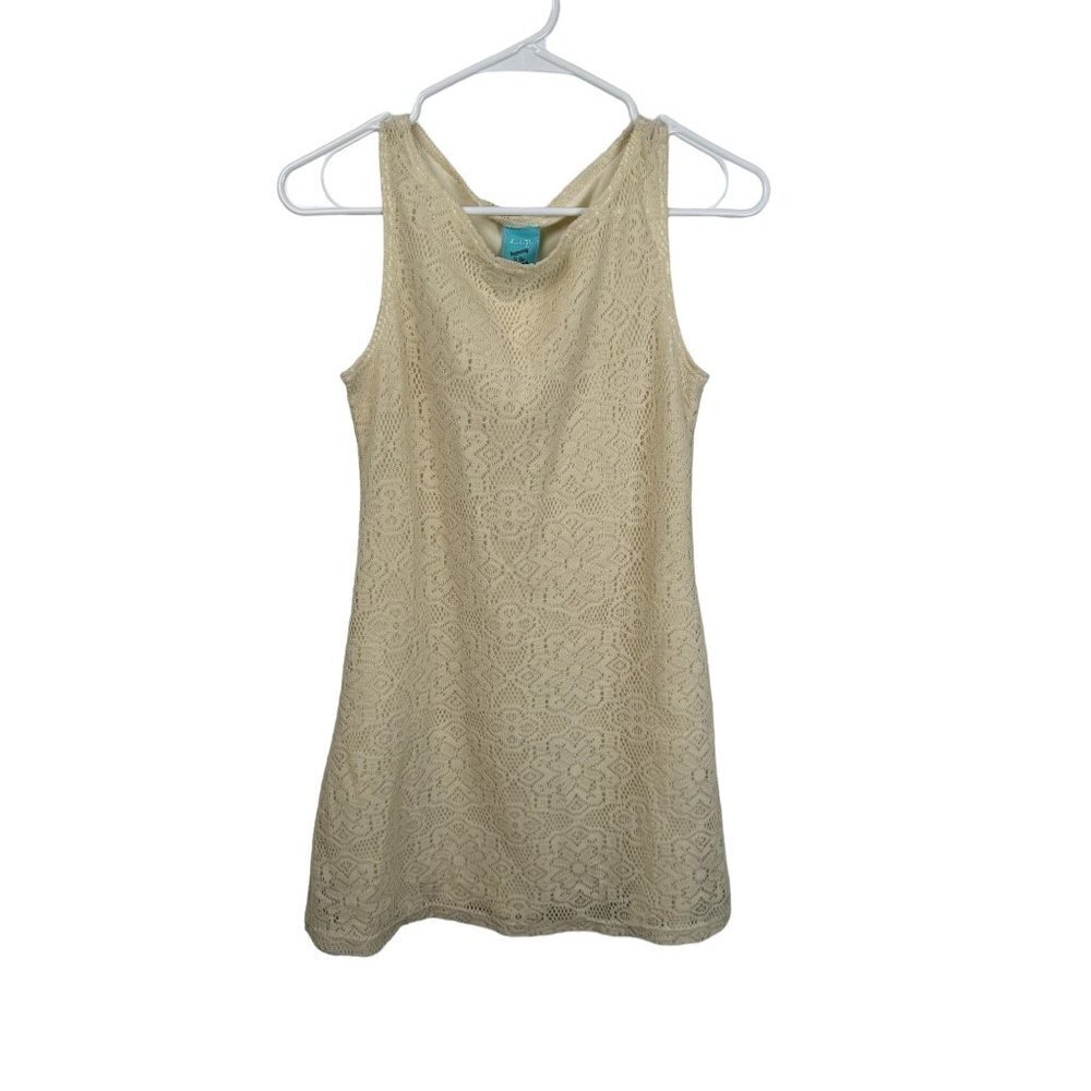 HIP cream lace sleeveless pullover mini dress, size small